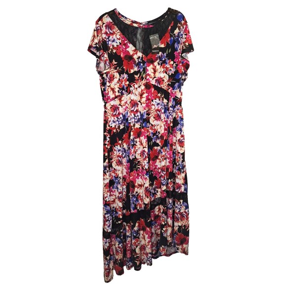TORRID Floral Midi Skater Dress Plus Sz 2x Studio Knit Lace Whimsigoth Mature - Picture 3 of 15